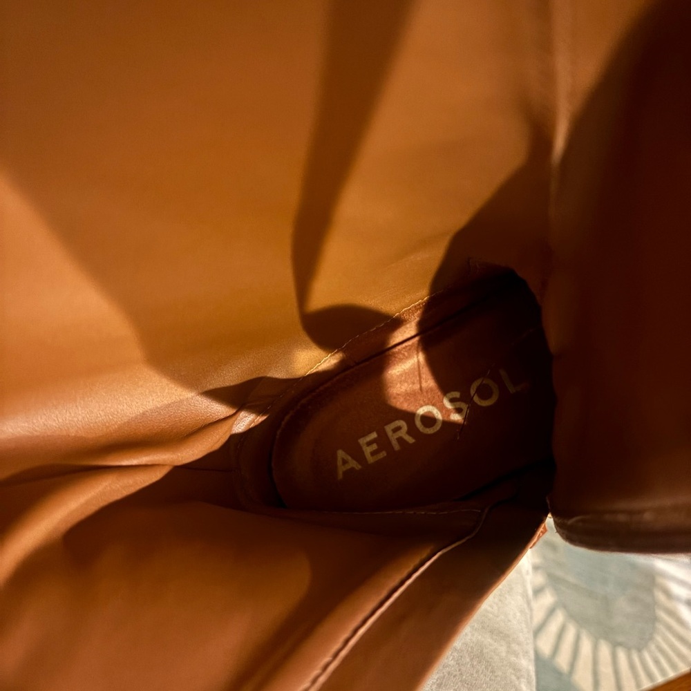 Aerosoles Tall Riding Boots Cognac Brown Sz 7.5 Wide, Block Heel, Side Zip, NWOT - Picture 7 of 7